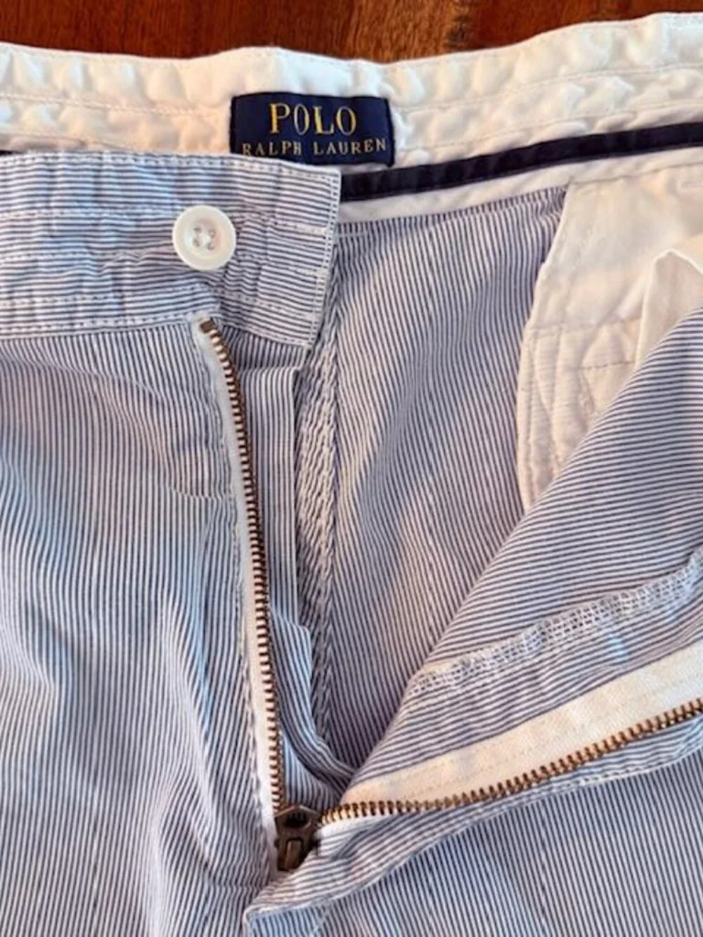 VTG EUC Polo Ralph Lauren 38 Gellar Hickory Railroad Stripe Cargo Shorts Size 38